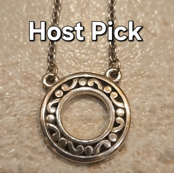 Brighton Jewelry - New Brighton Stunning Silver Circle Swirl Pendant Adjustable Necklace